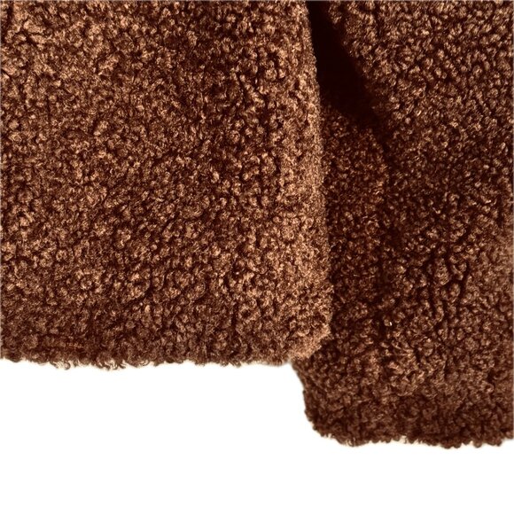 😊Rachel Zoe Teddy Sherpa Fleece Zip Jacket Women's Size M Chocolate Brown NEW - Picture 10 of 13